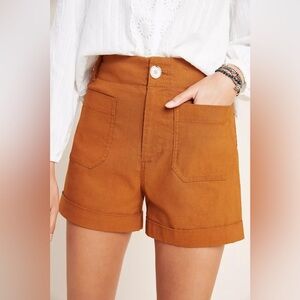 Anthropologie NWT Megan Patch Pocket Ochre Shorts